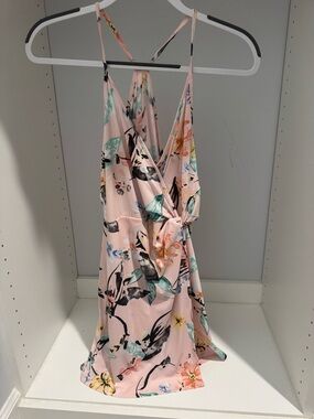 BCBG Pink Floral Wrap Dress XS